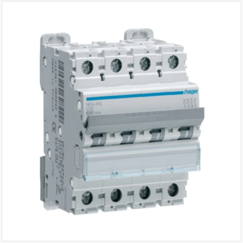 Hager 125A 4P 10kA C-Curve MCB HLF499S