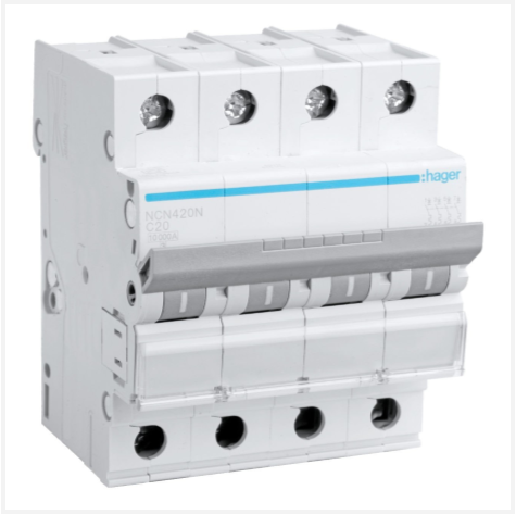 Product: Hager 40A 4P 6kA MCB MA440Z