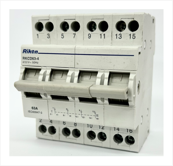 Riken Change Over Switch DIN 63A 4 Pole