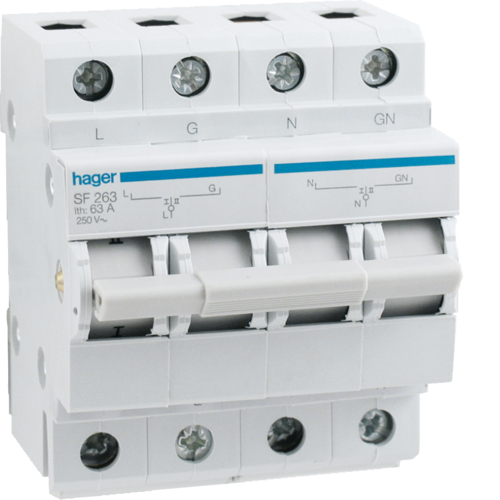 Product: Hager SF263 Changeover Switch 2P 63A