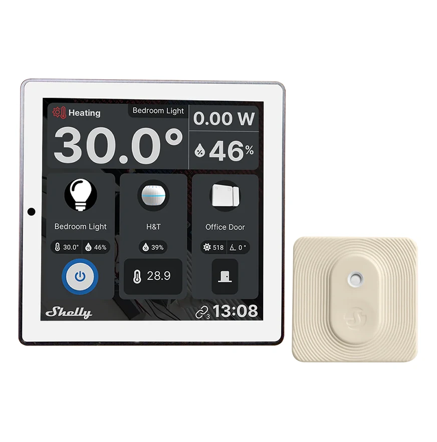 Product: Shelly Wall Display + Blu H&T (White) Smart Control Panel With Temperature, Humidity & LUX Sensors